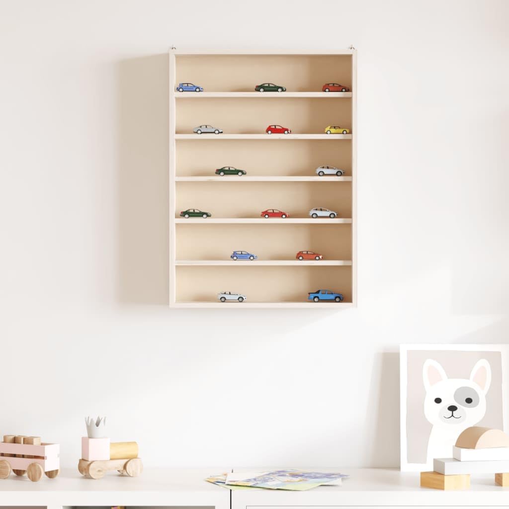 Sammlervitrine aus Holz mit 6 Regalen 40x8,5x55 cm Wandvitrine Schaukasten für Modellautos Sammelfiguren und Miniaturen Platzsparender Hängeschrank für Wohnzimmer