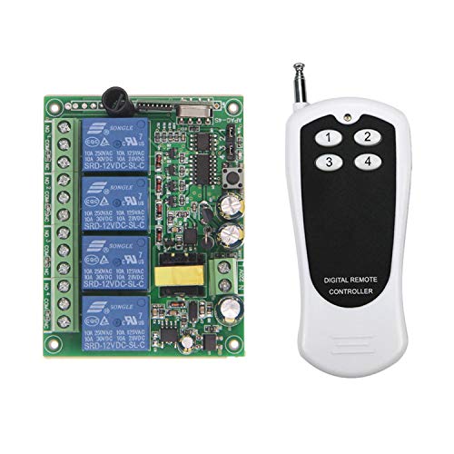 Imoumou - 4-Kanal AC 230 220v Funkfernsteuerung Funkschalter Empfänger und 4-Taste Handsender Universal 200M Reichweite Funk Schalter für Eletrogeräte Lampe motor Garagentor NO COM NC
