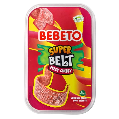 Bebeto Super Belt Cherry, Vegan Sour Candy Belts, 14 oz (400g) - image 1