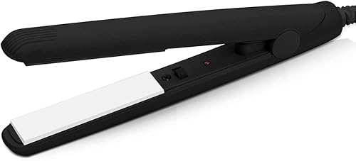 Mini rizador y rizador de pelo 2 en 1, alisador de pelo portátil de viaje para pelo corto, herramientas de peinado (negro)