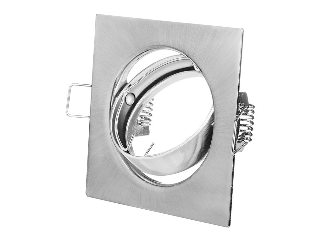 Einbaustrahler LED Eckig GU10 3W Warmweiß 230V Chrom Gebürstet Rahmen Einbauspots Einbaulampen Einbauleuchten als Set, 5er Pack