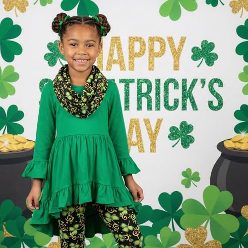 Image of Unique Baby Girls Kids Toddler 3pc Outfit Set Long Sleeve Cotton Blend Tunic Top Leggings and Scarf