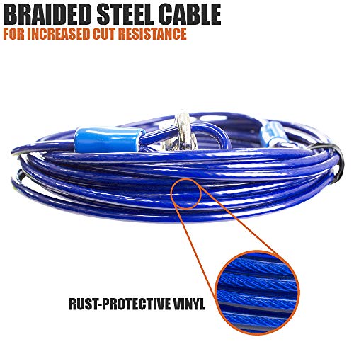 image for BV Dog Tie Out Cable 15 Feet - Heavy Duty Dog Lead Up to 60 Pounds - R