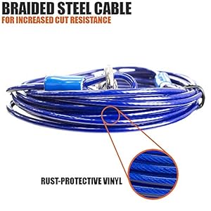 BV Dog Tie Out Cable 25 Feet- Dog Leads for Yard Light Weight- Up to 60 Pounds | Tie Out Cable for Dogs, Reflective Dog Lead, Dog Cable 25ft | Rust Free Dog Chain for Yard Outdoor (Blue Pair) BV Dog Tie Out Cable 25 Feet- Dog Leads for Yard Light Weight- Up to 60 Pounds | Tie Out Cable for Dogs, Reflective Dog Lead, Dog Cable 25ft | Rust Free Dog Chain for Yard Outdoor (Blue Pair)