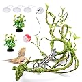 QUOZUO Bearded Dragon Tank Accessories, Reptile Plants Artificial Bendable Jungle Climbing Vine Terrarium Branch Plastic Leaves Hanging Plants Decor for Bearded Dragon Lizard Snake Geckos Chameleon