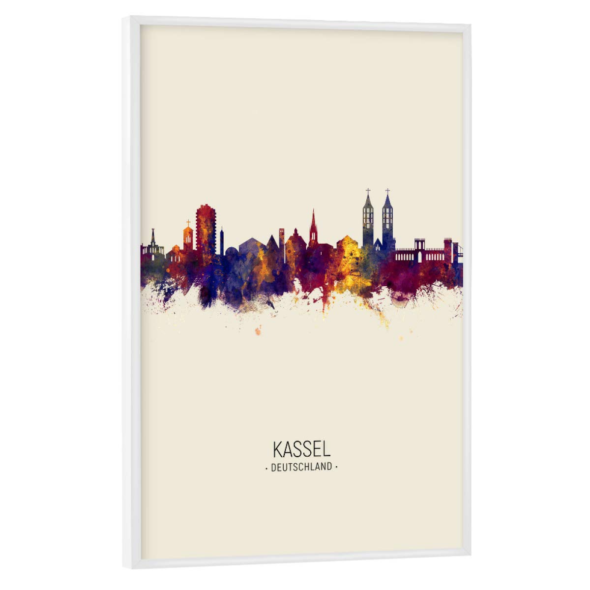 artboxONE Poster mit weißem Rahmen 75x50 cm Städte Kassel Germany Skyline Beige - Bild Kassel Germany Kassel