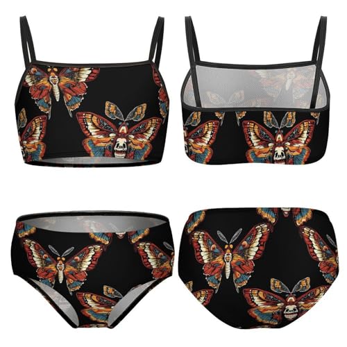 Moth Butterfly Girls Swimsuits Two Piece Bikini Sets Beach Sport Swimwear Bathing Suit3