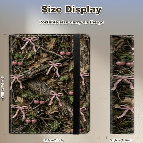 Image of Photo Album 4x6 120 Photos with Strong Elastic Band, Pink Bow Camo | Large Capacity Premium Leather Picture Album, Portable Wallet Albums Photo Book for Family Anniversaries Wedding Baby