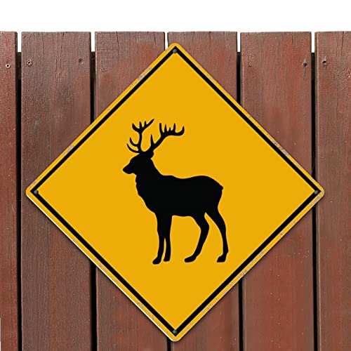 Panneau d'avertissement cerf en métal vintage 38 cm déco murale