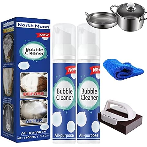 AHSRW North Moon Bubble Cleaner Foaming Heavy Oil Stain Cleaner, Foam Cleaner All Purpose Heavy Duty, Powerful Stain Removing Foam Cleaner (100ml,2PCS) Cover