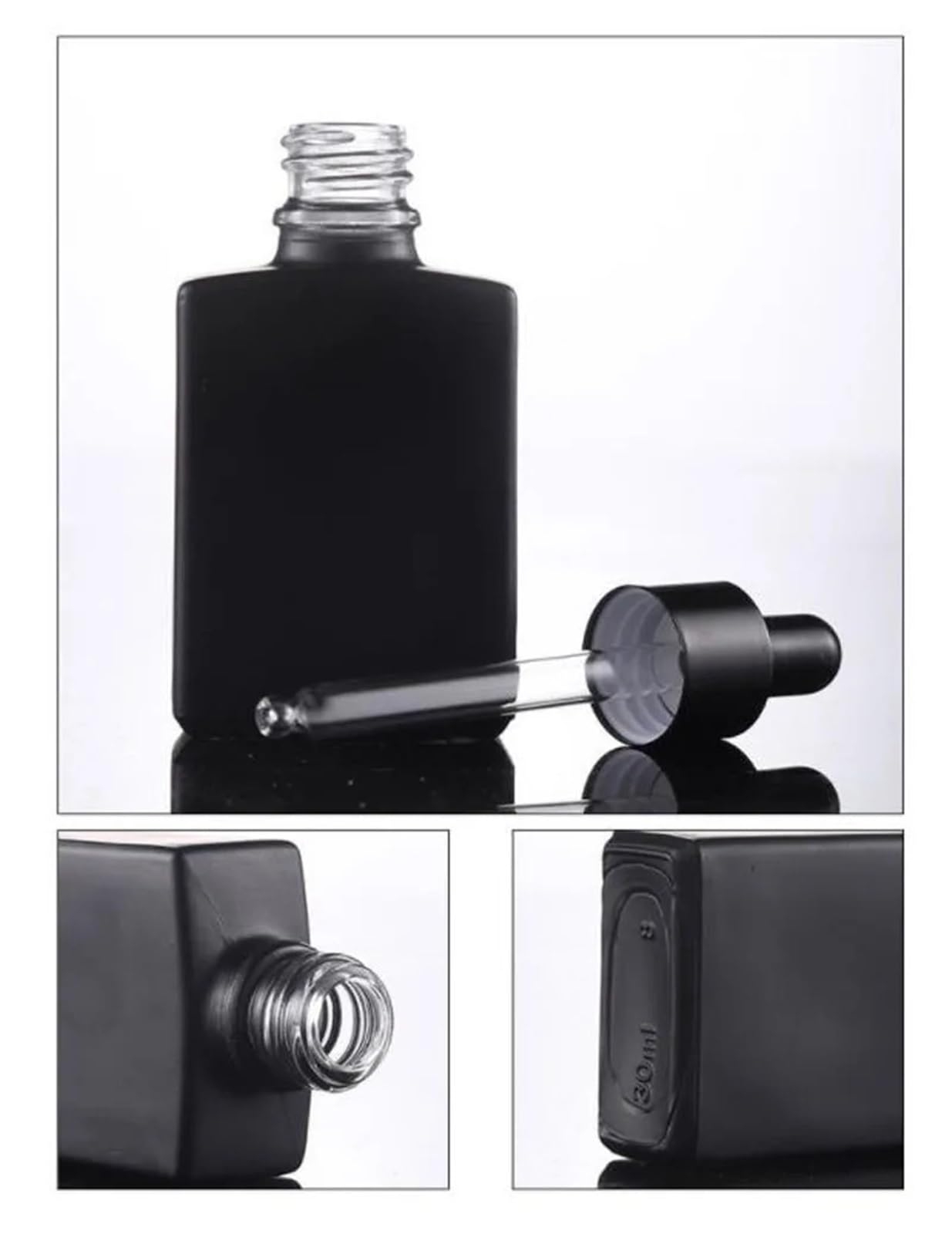 Contagocce Flacone di siero for oli essenziali in vetro trasparente opaco satinato piatto da 10 pezzi con pipetta contagocce(Silver cap,50 ml)