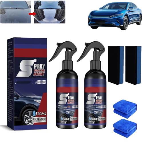 ReshlineCoating Spray,Multi-Functional Coating Renewal Agent Spray,3 in 1 High Protection Quick Ceramic Car Wax Polish,Scratch Quick Repair Nano Spray, Clean, Restore, Polish (2)