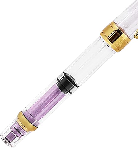 Miniatura 5 de Walfront Pluma estilográfica de relleno de pistón, punta fina dorada, transparente, colores surtidos, juego de 4, plumas estilográficas de acero