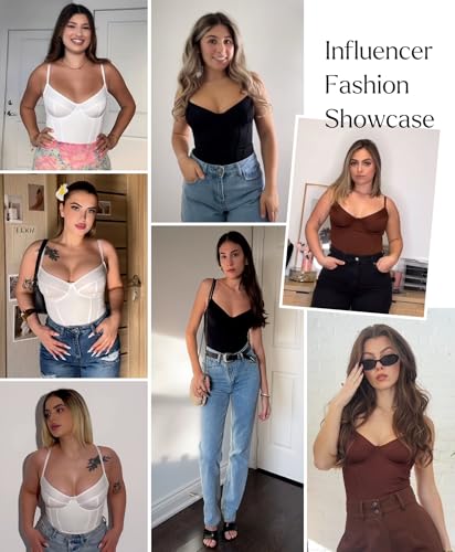 Popilush Corset Bodysuit Built in Bra - V Neck Bodysuits for Women Tummy Control Thong Shapewear Concert Outfits Club Tops2