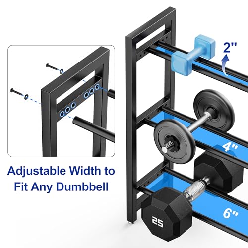 Dumbbell Rack 3-Tier Weight Stand Dumbbell Storage 50In Length For Home Gym Adjustable Spacing
