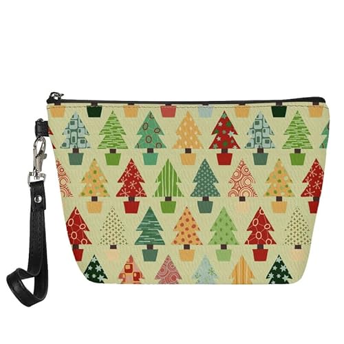 Borsa da trucco da donna stile bohémien con motivo floreale borsa da viaggio per cosmetici con funghi da bagno con cerniera in finta pelle Alberi Colore Organizer per borse