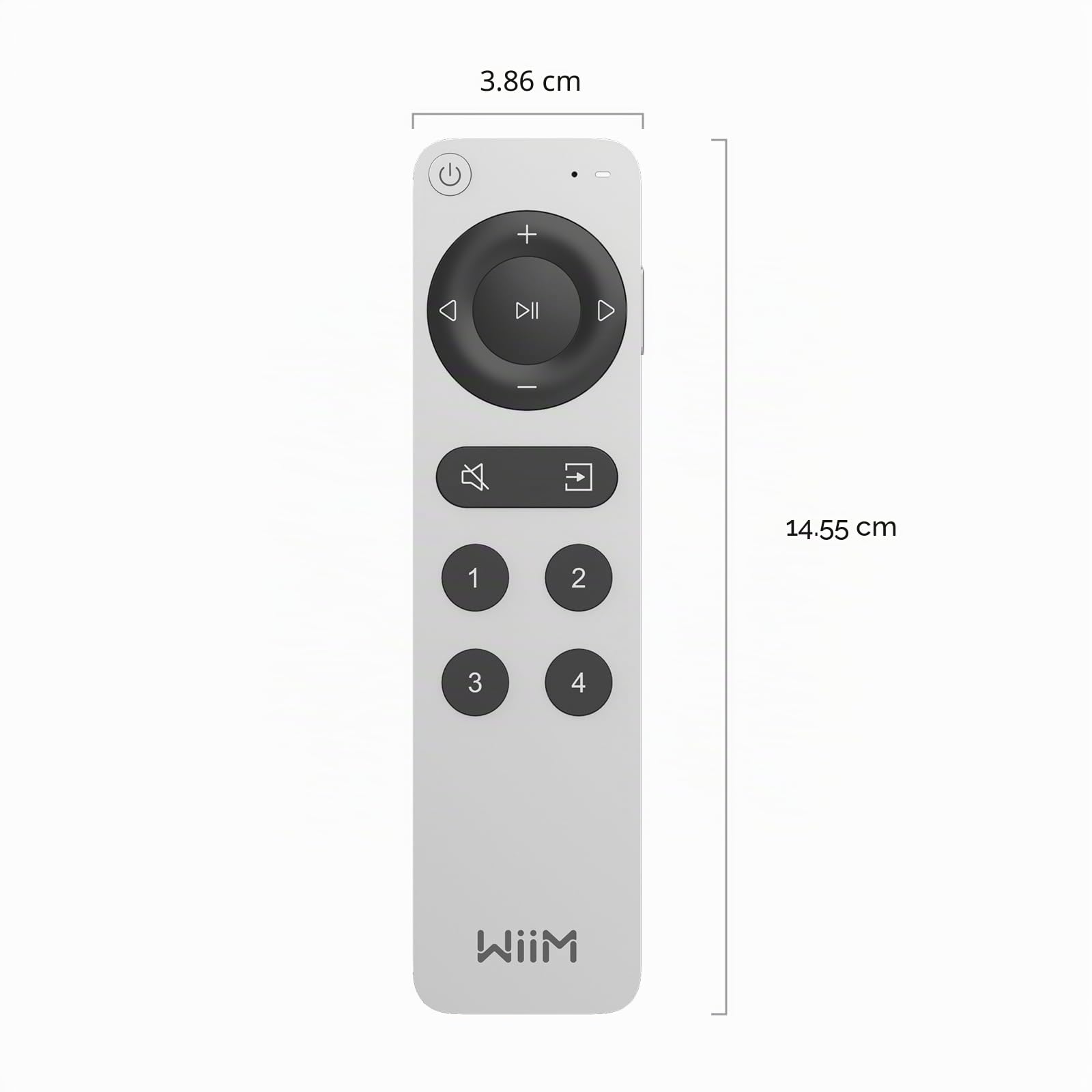 WiiM Voice Remote 2 para Streamers y amplificadores de música WiiM | Push-to-Talk, 4 Botones de preajuste Inteligente | Batería Recargable | Diseño Elegante de Aluminio | Mando Bluetooth 360°
