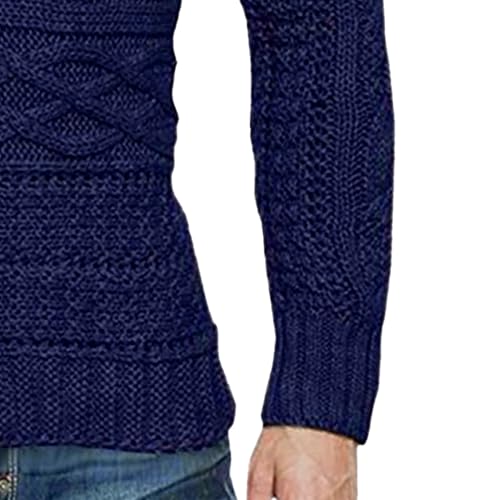 Men's Turtleneck Cardigan Sweater Patchwork Zipper Button Down Sweaters Casual Cable Knitted Pullover Jumper4