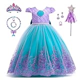 Luckyou Robe Princesse Fille Deguisement Princesse pour enfant et Accessoires pour FêTe Anniversaire Halloween NoëL Carnaval Cosplay Costume Purple，120cm