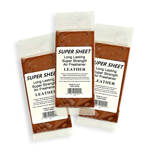 Image of Super Sheet Small (7.5 inchx3.75 inch) Under Seat Car Air Freshener, 3-PACK (Leather)