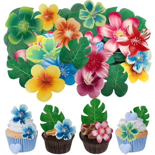 60 piezas de papel comestible para decorar tartas: flores y árboles, perfecto para decorar tartas y cupcakes, ideal para fiestas de cumpleaños, bodas y baby showers.