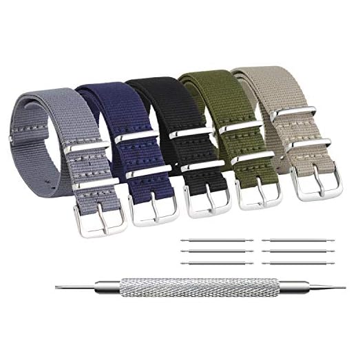 ZHUGE Unisexe Nylon Montre Bandes Remplacement en Bandes en Nylon balistique Ballistic 5 pièces Couleur Unie 22mm