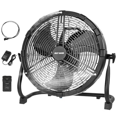 BILT HARD 16 Inch Outdoor Portable Misting Fan, Battery Operated Misting Fan with 15600mAh Detachable Battery & Misting Function, Outside Rechargeable Portable Floor Fan for Patio, Camping, Travel