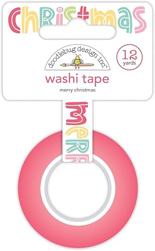 Doodlebug Washi Tape 15mmX12yd-Besos de pan de jengibre Feliz Navidad DB8283