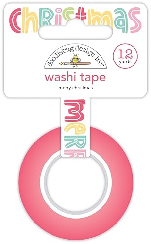 Doodlebug Washi Tape 15mmX12yd-Besos de pan de jengibre Feliz Navidad DB8283