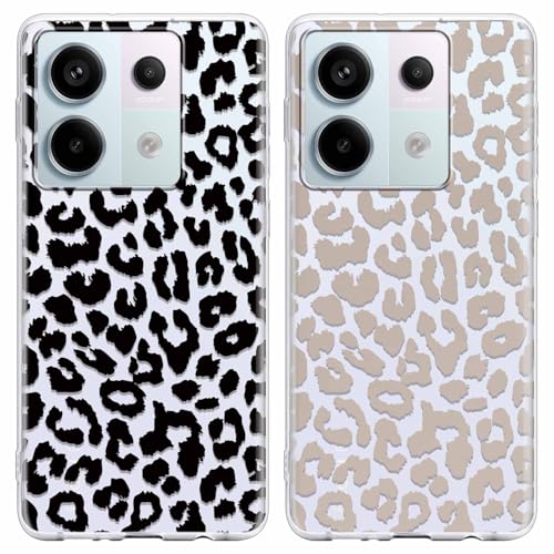 2 x Cover per Xiaomi Redmi Note 13 Pro X6 5G 6.67 - Custodia Leopardo per Telefono in Trasparente con Aesthetic Disegni Custodie per Cellulare case Ragazza silicone tpu