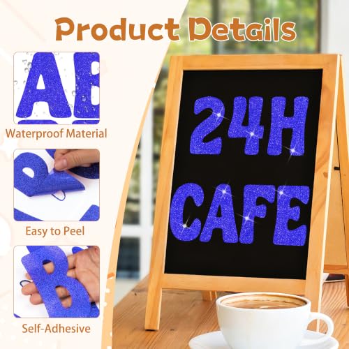 Image of Bulletin Board Letters 74 PCS Glitter Letter Stickers Large 5 Inch, Blue | 12 Sheets,Alphabet Number Stickers,Self-Adhesive,Sticker Letters for Poster Board,Classroom,Display,Mailbox,Craft,Party Decor