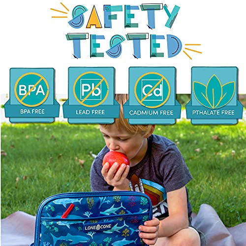 Lone Cone Kids' Insulated Lunch Box - Fun Patterns For Boys And Girls, Shark Attack, X-Large #TOP4