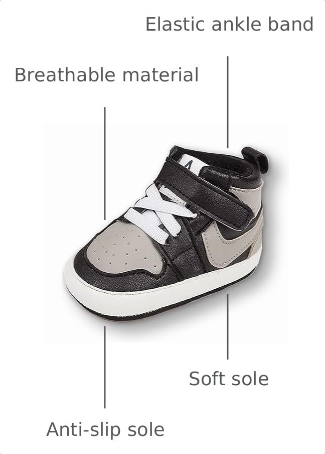 Image of Clowora Unsex Baby Shoes Boys Girls Infant Sneakers Non-Slip Soft Rubber Sole Toddler Crib First Walker Lightweight Shoes