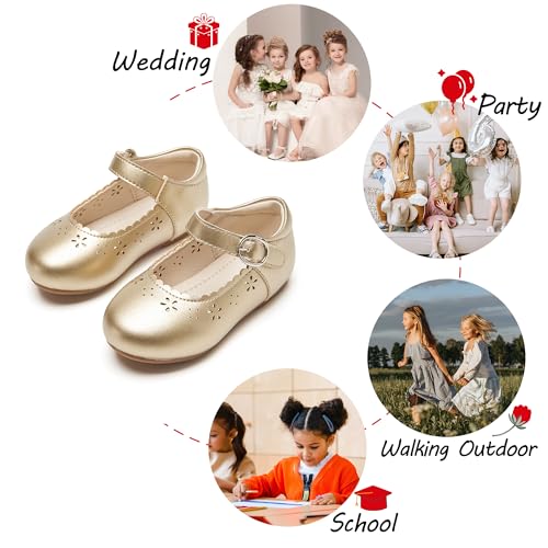 Image of PHIRAMIN Toddler Flower Girl Dress Shoes - Little Girl Mary Janes Flats Wedding