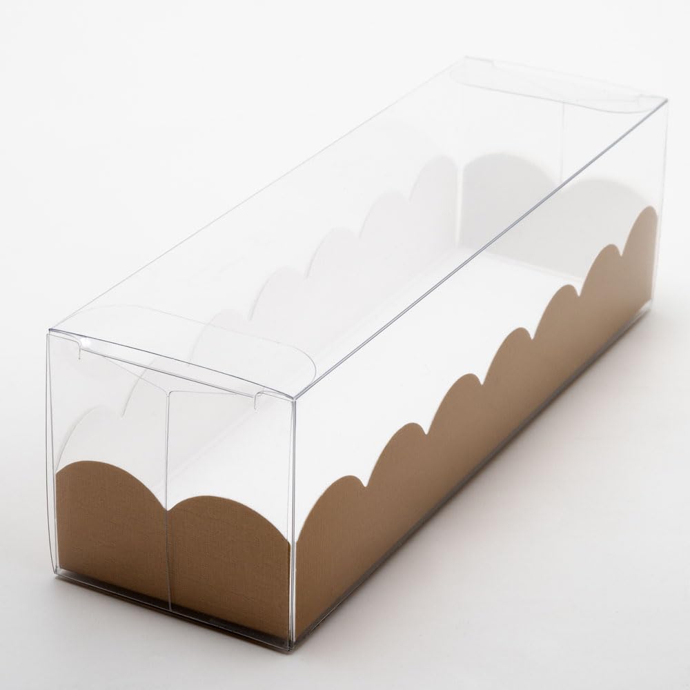Italian Options Macaron Box for 6-7 Macarons, Food-Safe, Cookie Boxes with Pelle Insert, Macaron Treat Boxes for Cakes and Biscuits, Empty Transparent Gift Box, 10-Pack, 160 x 50 x 50mm, Fibra Gold