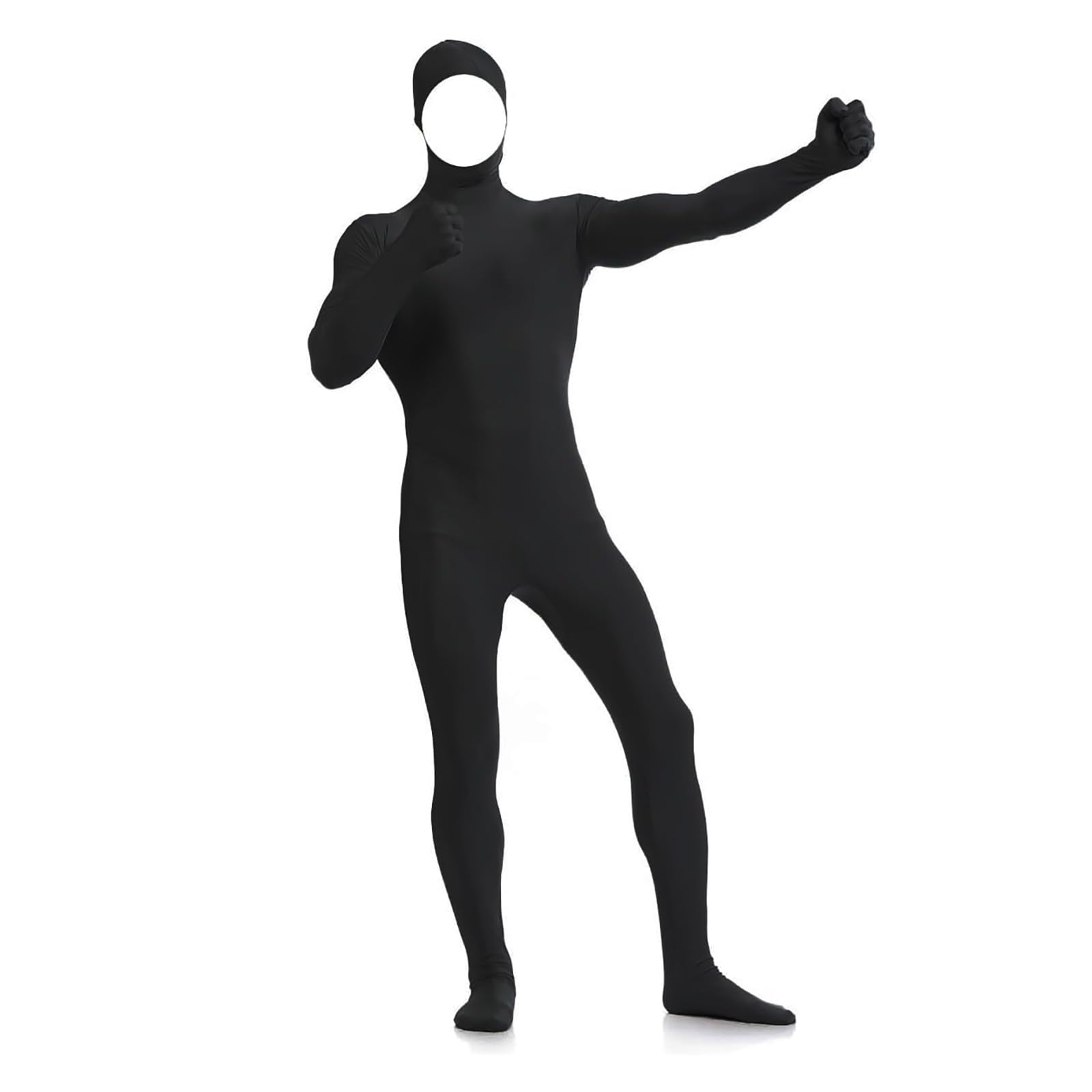 Orange Jumpsuit Costume Adult for Halloween Party Cosplay Costumes Zentai Bodysuit Full Body 2nd Skin Tight Suit Open Face Full Body Suits Stretch Outfits Cosplay Party Performance Outfits (Black, S)