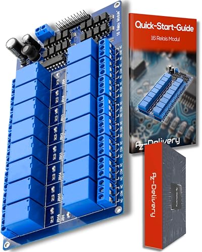 AZDelivery 16 Canales Modulo Rele 12V con Optoacoplador Low Level Trigger Compatible con Arduino con E Book Incluido!