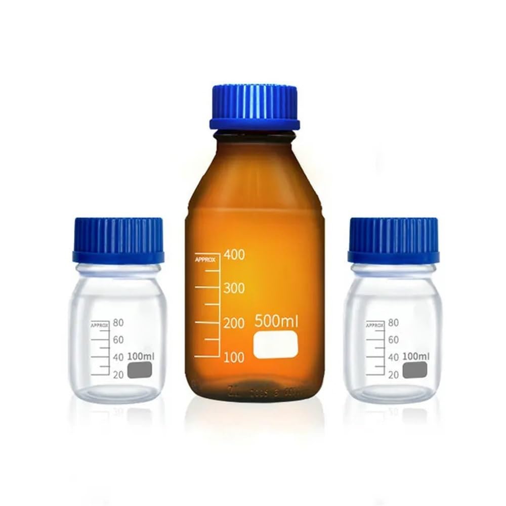 Cristalería de Laboratorio Botella de reactivo de laboratorio transparente/marrón con tapa de rosca, sellada, de 100 ml a 1000 ml, botella de muestra de vidrio(1000ml 1pcs)