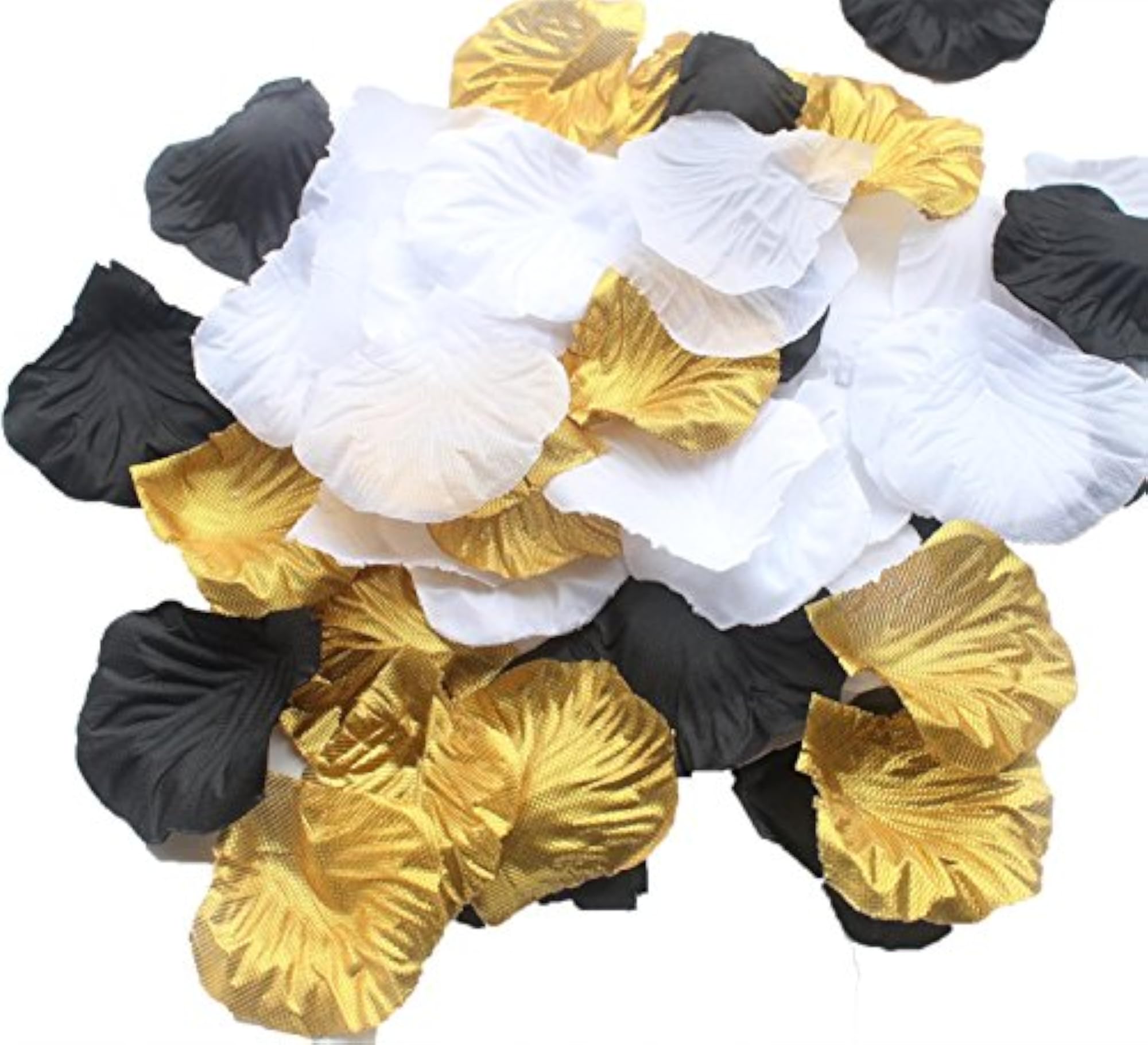 900 Pack Mixed Gold Black White Silk Rose Petals