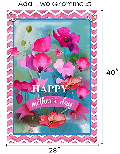 Akeydeco Happy Mothers Day Flag,28X40 Inch Mother's Day House Flags With Two Grommets Double Sided Printing 2 Layer Burlap Mother's Day Garden Flag For Your Mother's Day Decoration #TOP5