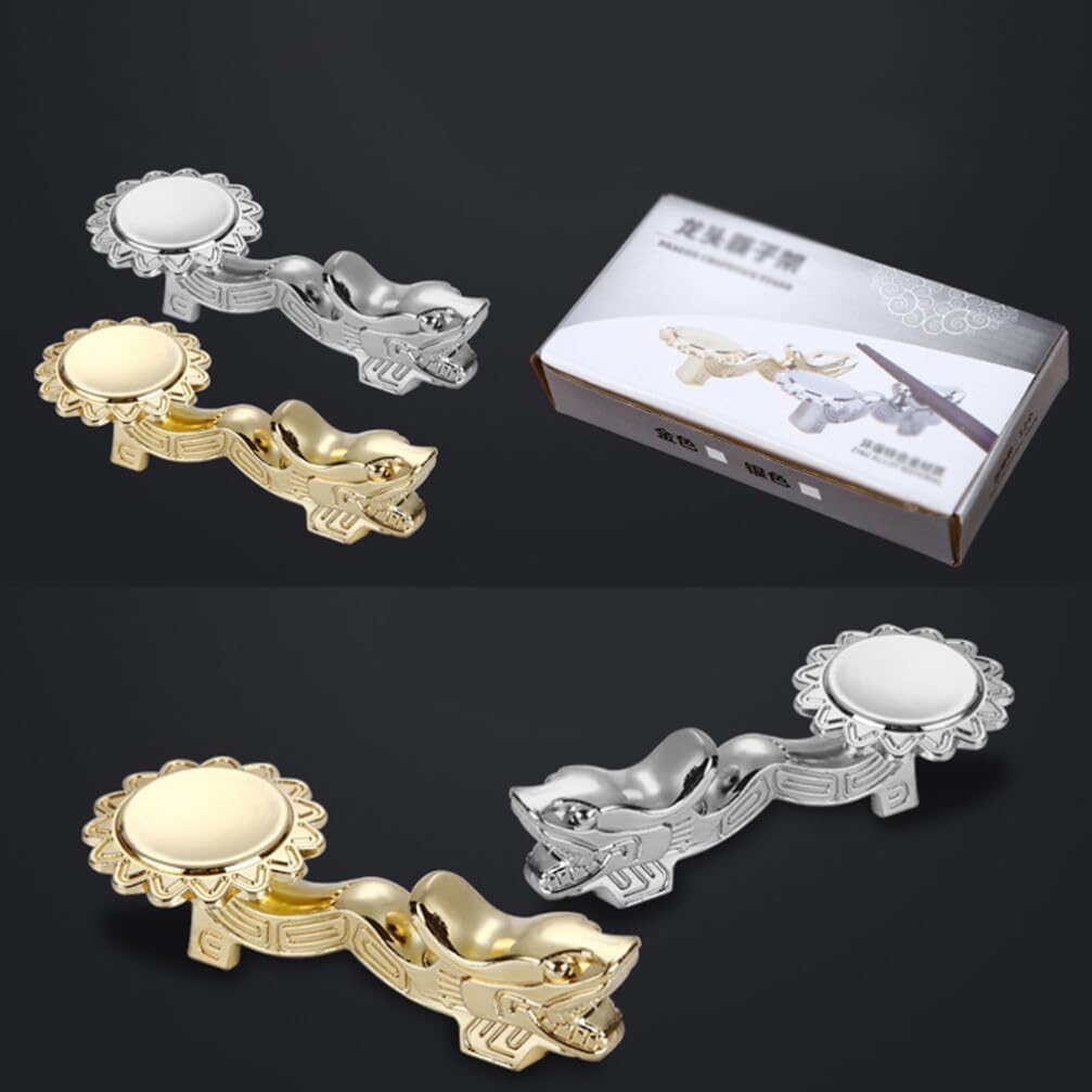 STOBAZA 2pcs Silver Alloy Chopstick Holder Retro Dragon Design Stand Elegant Tableware Organizer for Home and Kitchen for
