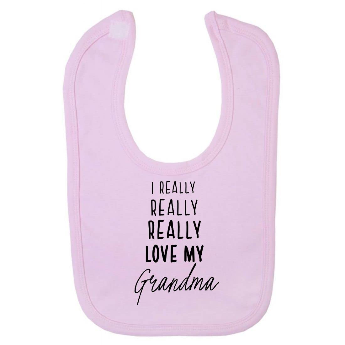 Miammo I really really really love my Grandma, family statement [BBY7] cotton baby bib - Pastel Pink — image 1