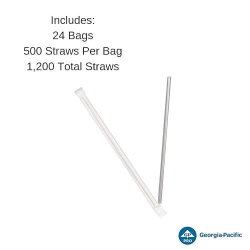 Miniatura 1 de Dixie - Pajita gigante de plástico de polipropileno envuelta de 10.25 pulgadas por GP PRO (Georgia-Pacific), rojo, GW104, 1,200 unidades (300