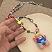 Shurhome Colorful Bead Chain Necklace Cartoon Monster-Pendant Choker Fashion Monster-Hip Hop Pendant Girls Jewelry