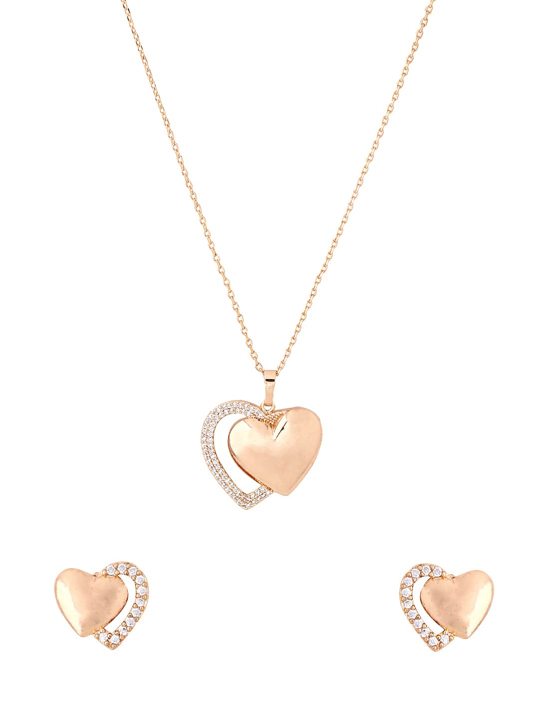 Yellow Chimes Pendant for Women Gold Toned Heart Shaped Crystal Studded Dual Heart Pendant Necklace Set with Earrings for Women and Girls Valentine Gift for Girls (B0B1TGCTJJ) Amazon Price History, Amazon Price Tracker