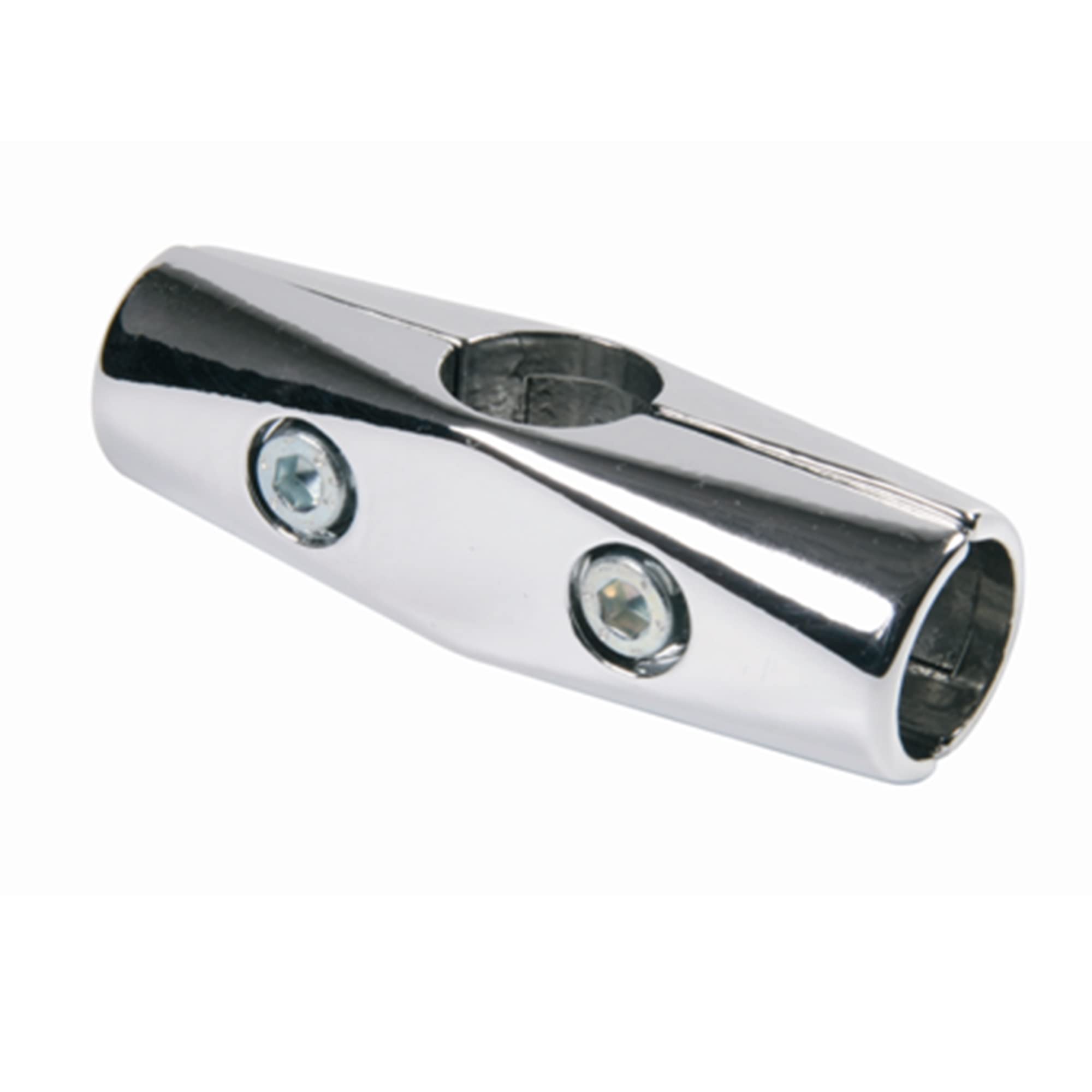 CompleteShopfittings 4 Way Straight Clamp 32mm Diameter New Clothes Garment Rail Walk In Wardrobe Chrome Tubing Hanging Rail System