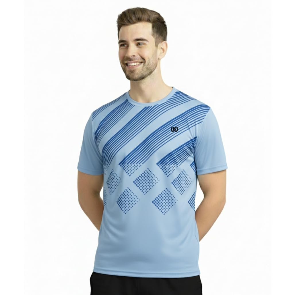 kwings Mens Lightweight T-Shirt | Dot Net Polyester Fabric | Half Sleeve Regular Printed Tshirt | Trendy Design Look | Comfort-Fit Exercise Tee-picture-50