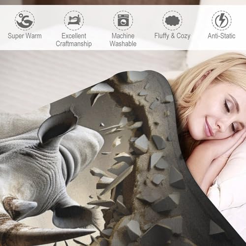 Couverture douce et chaude rhinocéros flanelle de haute qualité