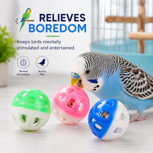 Image of Petzlifeworld (Pack of 3) Bird Interactive Bell Ball, Bird Toy for Parakeet, Cockatiel, Budgerigar, Parrots