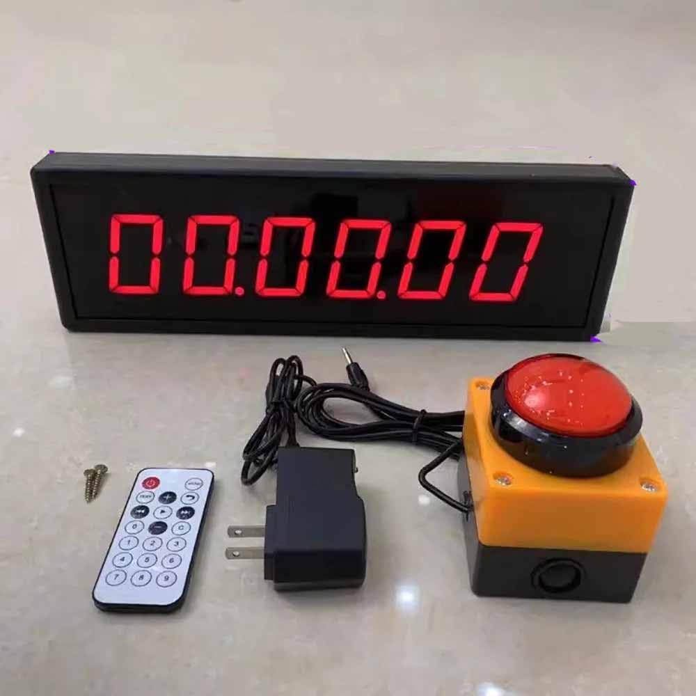 Chronomètre de Compétition avec Télécommande, Affichage Numérique LED à 6 Chiffres Chronomètre Et équipement D'entraînement pour La Parole (2,3Pouces 6chiffres,Plug-in)